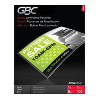 Swingline - Pochettes de plastification thermique - format lettre - 5 mil - paquet de 100-Pochettes de plastification de format lettre pour la protection de documents
