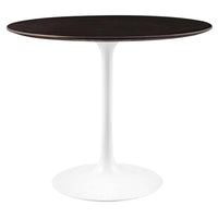 Modway - Lippa Rond de 36 po Bois Table à manger, Noyer cerisier blanc-Table à manger moderne