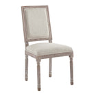 Modway - Court Tissu rembourré Fauteuil d’appoint de salle à manger Ensemble de 2 - Beige-Cadre en bois massif cannelé