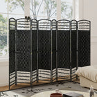 HOMCOM - Séparateur de pièce autoportant 4 panneaux avec étagères pour chambre - gris-Design élégant tissé à la main sur un cadre en pin massif, ajoutant une touche moderne 
