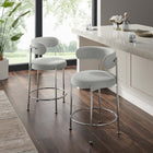 Modway - Albie Tissu Tabourets de comptoir Ensemble de 2 - Argent gris-Base métallique tubulaire