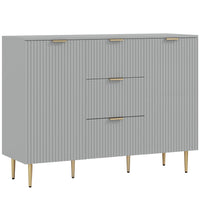 HOMCOM - Buffet 47,2 po L - gris-Pieds en métal, poignées dorées et panneau cannelé lui confèrent un look moderne 