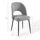 Modway - Rouse Tissu rembourré Fauteuil d’appoint de salle à manger Ensemble de 2 - Noir Gris clair-Rembourrage en tissu doux