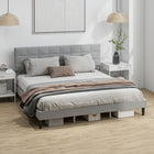 HOMCOM - Cadre de lit plateforme king size rembourré avec tête de lit - gris-Structure solide avec 10 lattes en bois épaissies et 14 pieds de soutien, supporte jusqu'à 1102 lb (500 kg) 