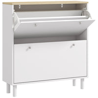 HOMCOM - Armoire de rangement à chaussures étroite avec étagères ajustables - blanc-Deux tiroirs basculants peuvent contenir jusqu'à 16 paires de chaussures CA 10 