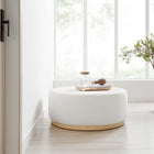 Modway - Tilden Gros velours rond de performance de 38" Rembourré Ottoman - Albâtre naturel-Rembourrage en mousse dense