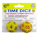 Koplow Games Time Dice, paire de jaunes -Paire de dés de temps. (1) Dé à 12 faces 1 -12. (1) Dé à 12 faces :00 - :55.