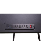 Rehausseur de bureau électrique Rocelco 46" avec prise secteur, chargeur USB et grand clavier Tracy - Noir-Comprend 4 prises secteur et 2 ports USB/1USB-C sur le bureau.