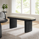 Modway - Iver 43" Bois rembourré Banc d’accent - Lin noir-Cadre en pin séché au four
