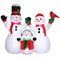 Outsunny - Bonhomme de neige gonflable de Noël 2 - 4 m - décoration d'extérieur familiale - blanc-La famille des bonhommes de neige avec un oiseau rouge gonflable rassemble un affichage de Noël cohérent 