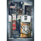 Route 66 Gas Stations - Impression encadree - 38" x 29"-Impression d'art de haute qualité avec passe-partout et encadrement professionnel