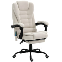 Vinsetto - Fauteuil de bureau à massage vibrant 7 points avec repose-pieds et roulettes pivotantes - beige-7 points de massage par vibration pour détendre votre corps