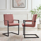 Modway - Savoy Performance Velvet Chaises de salle à manger Ensemble de 2 - Rose poussiéreuse-Touffage nervuré