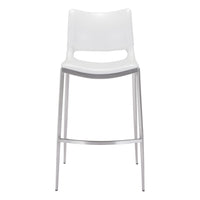 Zuo - Ace Tabouret de bar - Blanc/Argent - Ensemble de 2-Rembourrage moelleux et confortable