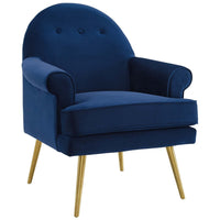 Modway - Revive Accent de boutons touffés Performance Velvet Fauteuil - Marine-Rembourrage en velours polyester Performance