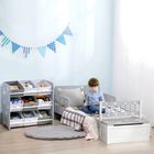 Qaba - Boîte de rangement pour tout-petits, banc de rangement pour enfants avec dossier - gris-L’espace spacieux permet de ranger des jouets, des livres et des vêtements pour une organisation facile  
