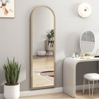 HOMCOM - Miroir corporel arqué - 21 po l x 64 po H - beige-Construit avec un cadre robuste en PS et un support stable pour une fiabilité durable 