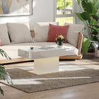 HOMCOM - Table basse extensible à LED - blanc brillant-Fabriqué en MDF robuste, assurant stabilité et usage familial durable