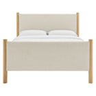 Modway - Maven Grandeur nature Tissu tapis Lit de plateforme, Chêne d’ivoire-Support en lattes de bois