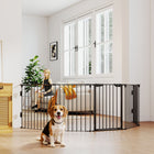 PawHut - Parc pour chiens d’intérieur pour petits et moyens chiens avec porte - noir-La porte peut se fermer automatiquement lorsque son angle d’ouverture est inférieur à 90° et rester ouverte au-delà de 90° (la porte ne se fermera pas si son angle est inférieur à 15°) 