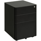 Vinsetto - Caisson de bureau à 3 tiroirs avec roulettes verrouillables - noir-Le design compact s'adapte sous les bureaux pour un rangement peu encombrant 
