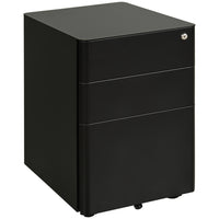 Vinsetto - Caisson de bureau à 3 tiroirs avec roulettes verrouillables - noir-Le design compact s'adapte sous les bureaux pour un rangement peu encombrant 
