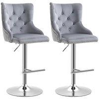 HOMCOM - Tabourets de bar pivotants réglables avec repose-pieds - gris - paquet de 2-Emballé par lot de 2 pour un look coordonné 
