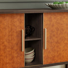 Modway - Coralie Courbe Cuir végane Buffet ovale - Noyer Tan-Entreposage intérieur caché