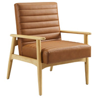 Modway - Jensen Cuir végane Chaise d’accent - Bronzage naturel-Cuir végane rembourré