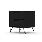 Manhattan Comfort - Table de nuit Rockefeller 20,08" style mi-siècle moderne à 2 tiroirs - Noir-17,62 po L x 20,08 po l x 21,65 po H