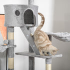 PawHut - Arbre à chat géant 94 po-102 po, tour haute jusqu’au plafond, gris clair-Couleur : Marron et beige 