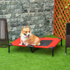 PawHut - Lit surélevé pour chien, lit sur pieds pour chiens taille XL, intérieur extérieur, 36 po L x 30 po l x 7 po H, rouge-Le tissu Oxford ne se déchire pas et ne se fissure pas 