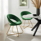 Modway - Nouvelle Performance Velvet Chaise à manger Ensemble de 2 - Émeraude d’or-Chaises d’accent glam déco