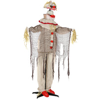 Outsunny - Clown citrouille animé grandeur nature 68 po - accessoire de fête-Taille réelle 68", design réaliste de clown citrouille ajoute un point focal effrayant à votre décor 