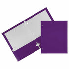 JAM Paper - Dossiers scolaires laminés brillants à 3 trous et à deux pochettes - violet - Paquet de 6-Dossiers de projet brillants à 3 trous l Couleur : violet