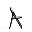 Manhattan Comfort - Lot de 4 chaises pliantes de salle à manger Pullman 46 cm style industriel chic, noir et cannage naturel-Doté de capacités de pliage Parfait pour être rangé lorsqu'il n'est pas utilisé