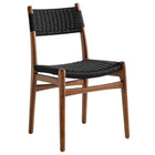 Modway - Wynn Corde et bois Fauteuil d’appoint de salle à manger - Noir noyer-Chaises d’accent pour salle à manger