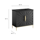 Modway - Awaken 36" Vanette de salle de bain - Noir noir-Construction en bois massif et MDF