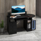 HOMCOM - Bureau d'ordinateur avec tiroirs - 49,25 po L x 23,5 po l x 29,25 po H - noir-Le grand plateau, les tiroirs, le plateau pour clavier et les étagères offrent un vaste espace de rangement