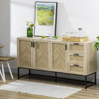 HOMCOM - Buffet 61,4 po L avec 3 tiroirs - chêne-Équipé d'étagères réglables pour accueillir des objets de différentes hauteurs 