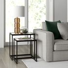 Hudson&Canal - Table d'appoint rectangulaire gigogne Rocco - Bronze noirci-Les plateaux de table sont en verre trempé durable