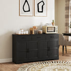 HOMCOM - Buffet 55,1 po L avec rangement - noir-Style de porte shaker moderne avec poignées élégantes, adapté à de nombreux décors 