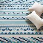 Modway - Reflect Cadhla Treillis Géométrique Abstrait Vintage Tapis intérieur et extérieur de 8 pi l x 10 pi L - Ivoire et bleu-Dessous en caoutchouc de prise