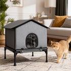 PawHut - Maison pour chat d’extérieur, isolée et imperméable avec base surélevée - gris-Design innovant 2 en 1, peut être utilisé comme abri ou comme lit ouvert pour chat 
