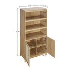 Manhattan Comfort - Sheridan 31,49 po Bibliothèque Cabinet Moderne d’Inspiration Mid-Century - Nature-Comprend 2 portes à fermeture douce avec 4 compartiments dissimulés et 3 étagères ouvertes