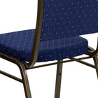 Flash Furniture – Chaise banquet empilable Hercules, dossier couronne, tissu bleu marine, motifs, base dorée, 4/pqt-Mousse ignifuge CA117