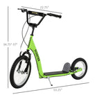 Aosom - Trottinette pour enfants avec guidon réglable, freins avant et arrière doubles - vert-Cadre léger et solide pour un transport facile lorsqu'il n'est pas utilisé 
