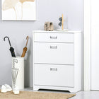 HOMCOM - Armoire à chaussures moderne avec 3 tiroirs pour 16 paires - blanc-Le dispositif anti-basculement garantit la sécurité   