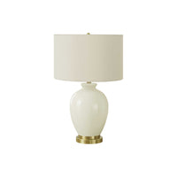 Monarch Specialties - Luminaire - 26 po H Lampe De Table - Abat-Jour Ivoire / Crème - Crème Céramique - Transitionnel-Illuminez votre espace avec cette lampe de table élégante et polyvalente de 26 pouces de haut, dotée d'une base en forme de vase en céramique crème lisse avec un pied en métal doré poli, d'un abat-jour tambour en lin ivoire et d'un embout rond doré sur le dessus