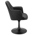 Modway - Lippa Salle à manger pivotante Cuir végane Fauteuil - Noir noir-Anneau en plastique en caoutchouc pour la protection des planchers